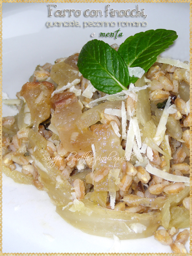 Farro con finocchi, guanciale, pecorino romano e menta