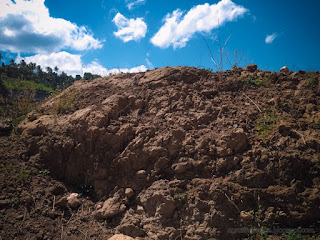 Chunks Of Soil Excavated In The Hilly Area Of Titab Ularan Dam On A Sunny Day In The Dry Season North Bali Indonesia