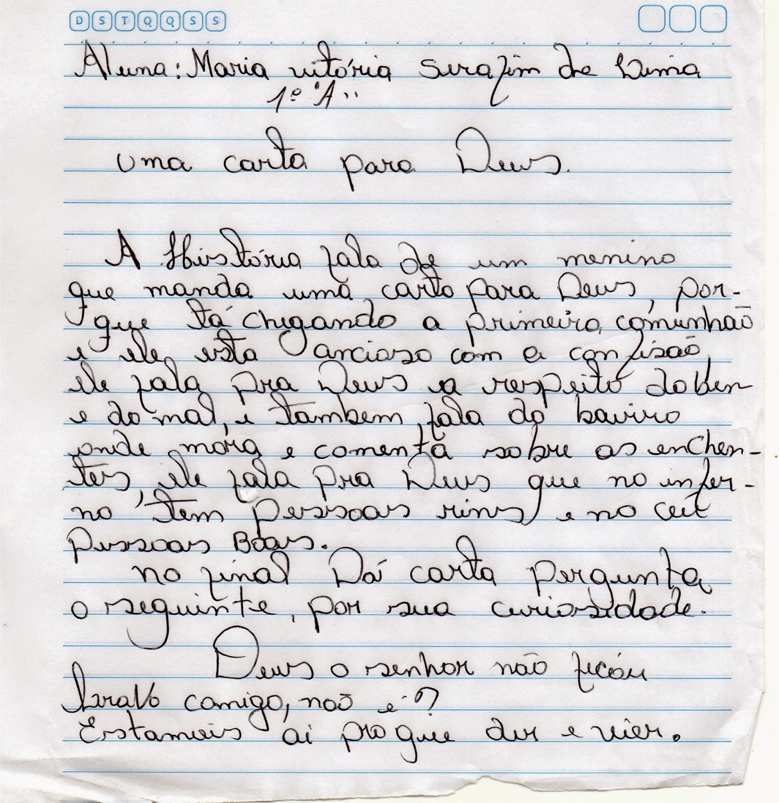 Biblioteca, Lazer e Arte Resumo Uma Carta para Deus (Aluna Maria Vitória) Biblioteca, Lazer e Arte Resumo Uma Carta para Deus (Aluna Maria Vitória)