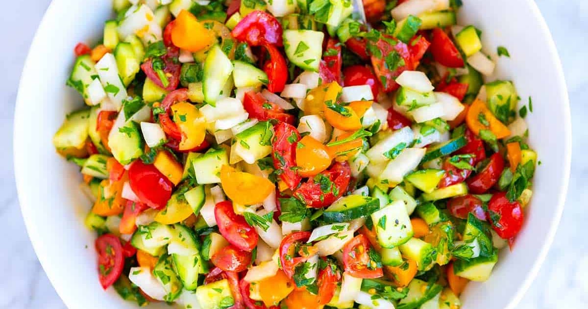 Chopped Tomato, Onion and Cucumber Salad LEBANESE RECIPES