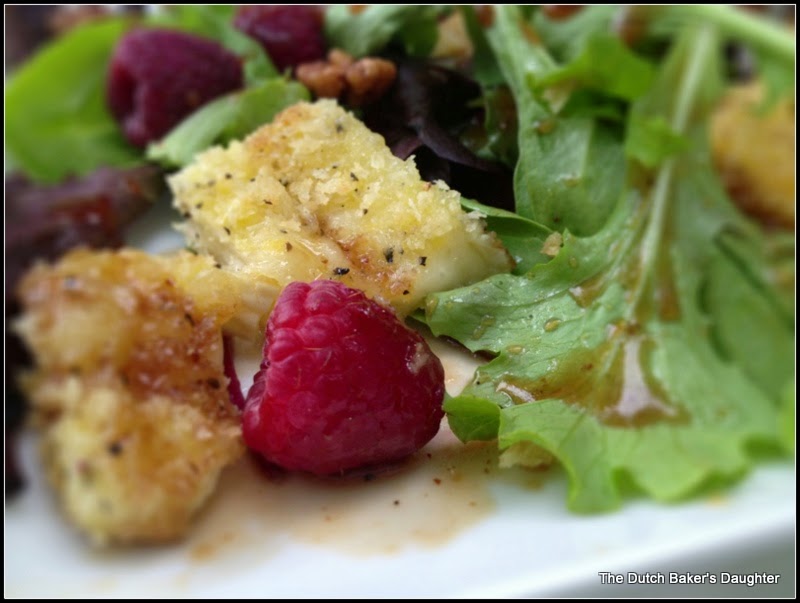 The Dutch Baker's Daughter Fried Brie and Raspberry Salad with HoneyBalsamic Vinaigrette.....