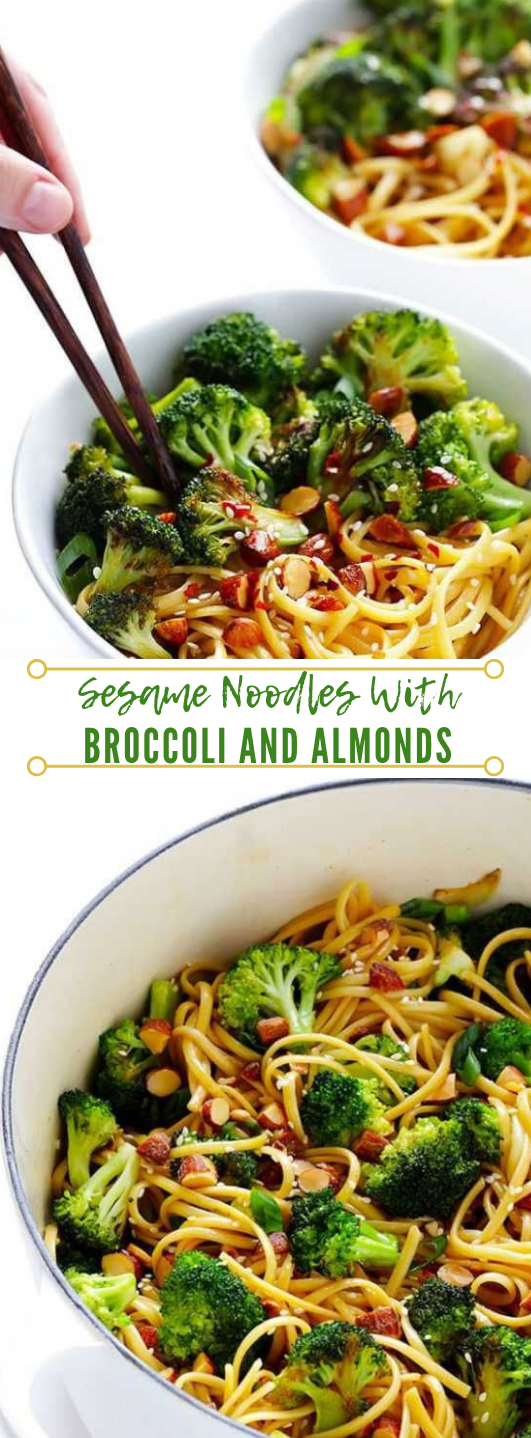SESAME NOODLES WITH BROCCOLI AND ALMONDS #vegetarian #dinner #lunch #broccoli #noodles SESAME NOODLES WITH BROCCOLI AND ALMONDS #vegetarian #dinner #lunch #broccoli #noodles