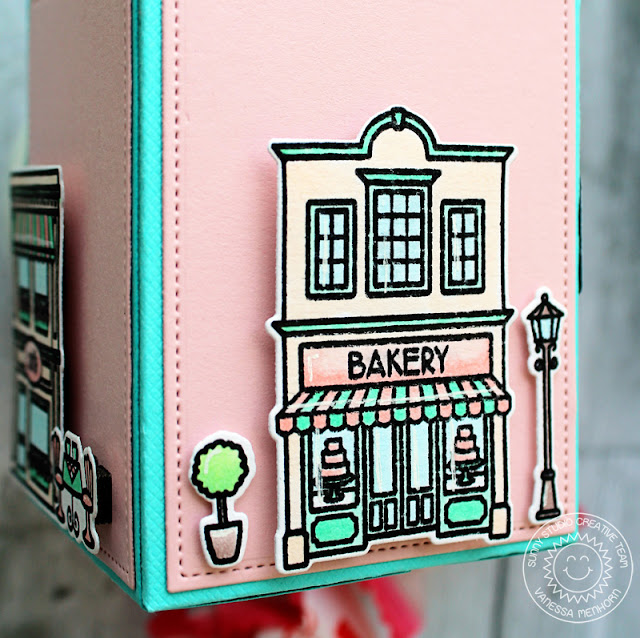 Sunny Studio Stamps: Wrap Around Box Dies Sweet Script Sweet Shoppe Treat Box by Vanessa Menhorn