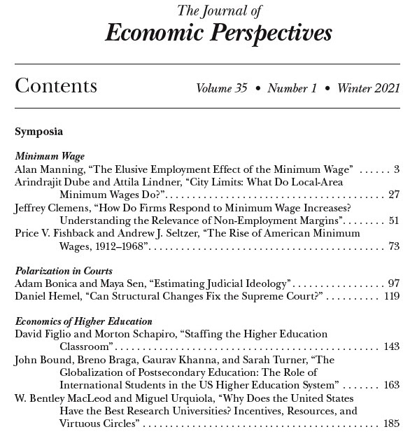 Conversable Economist Winter 21 Journal Of Economic Perspectives Available Online