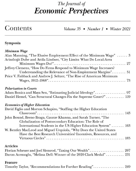 Winter 2021 Journal of Economic Perspectives Available Online