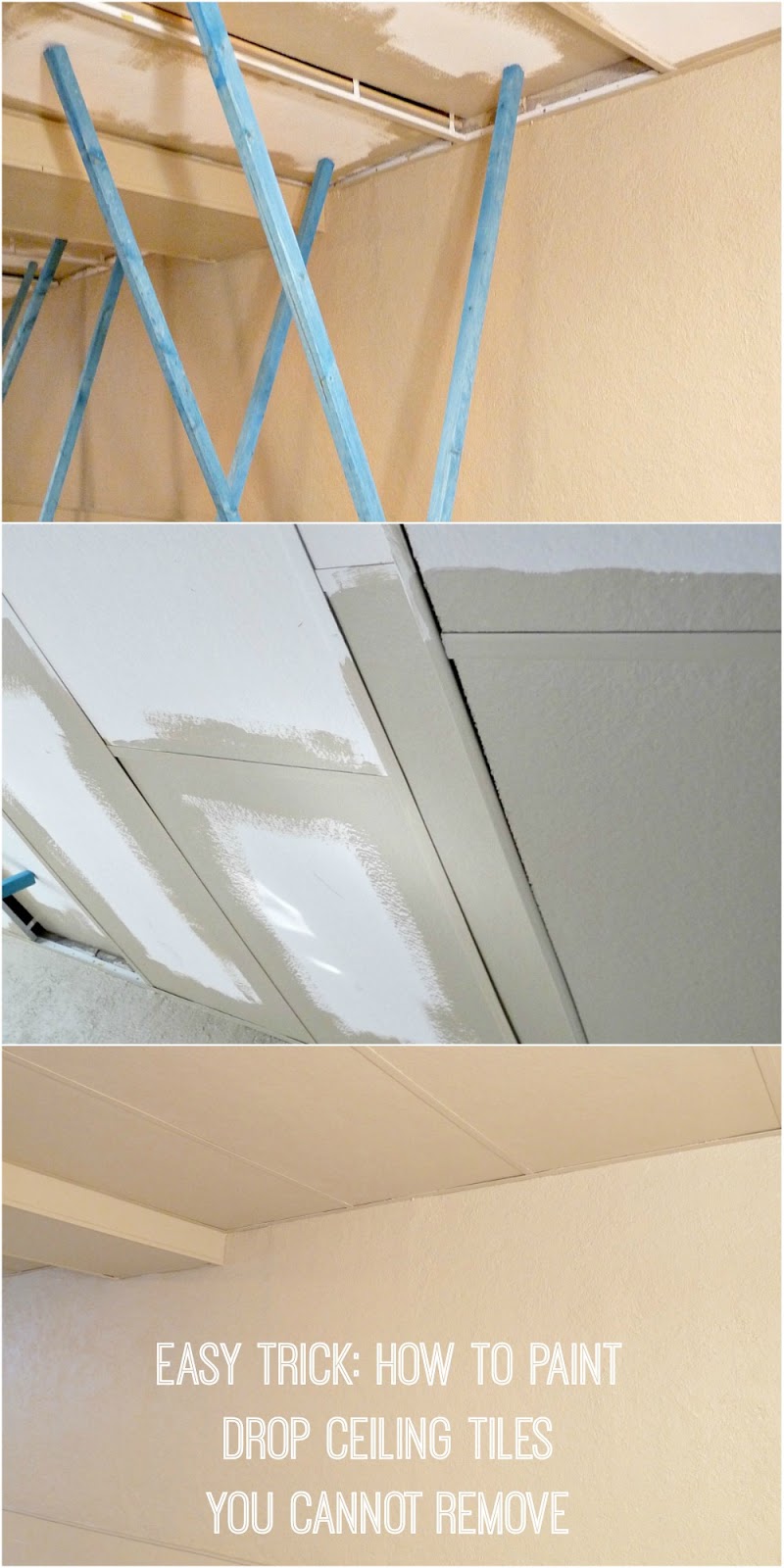 Bat Update How To Paint Drop Ceilings You Cannot Remove Dans For This Project You Definitely Want To Sd Up The Process So I Recommend A Good Primer And Paint In One