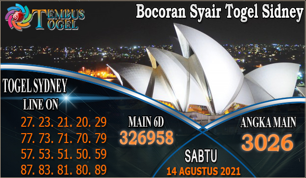 Bocoran Syair Togel Sidney, Sabtu 14 Agustus 2021