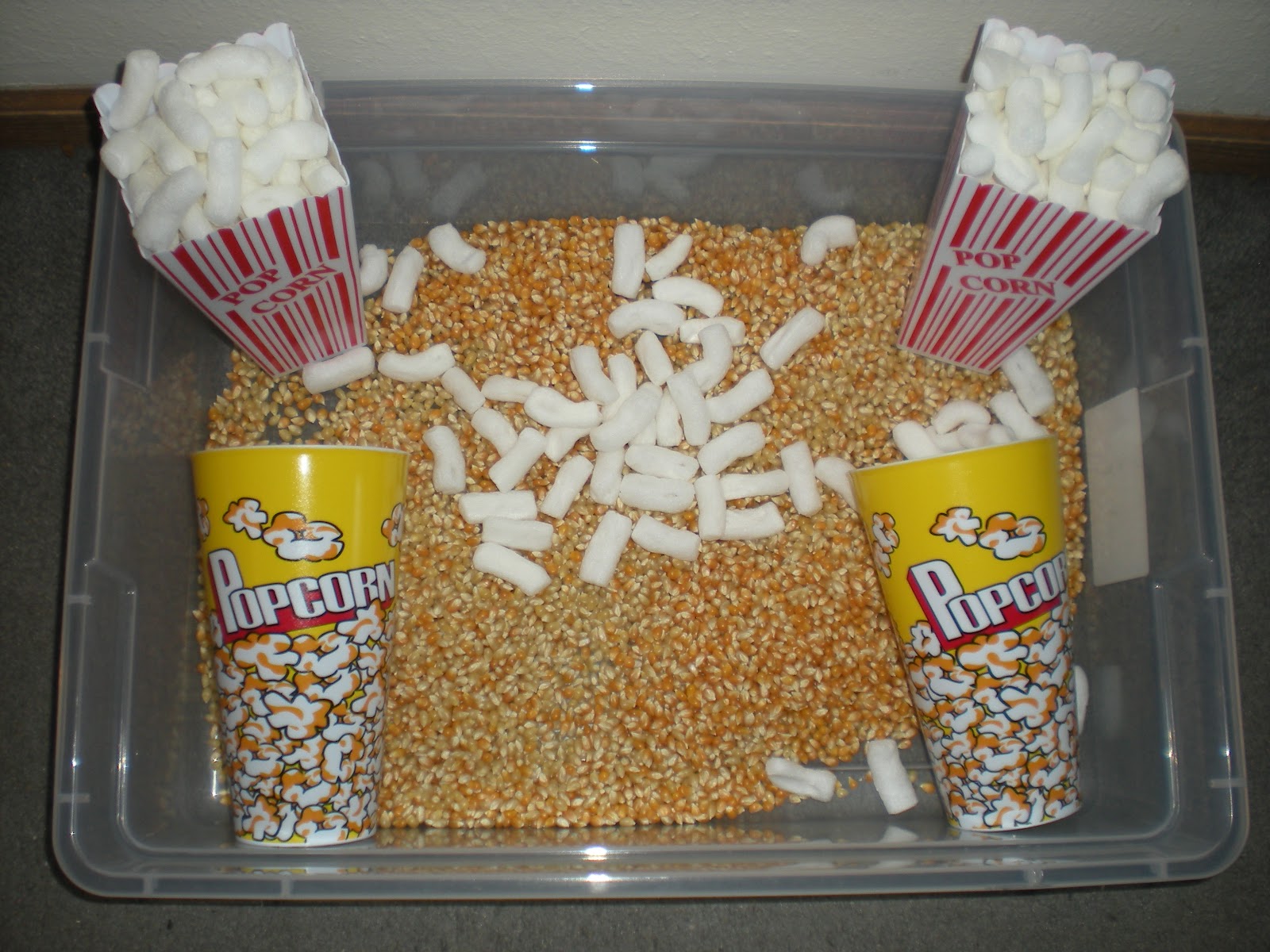 Play Through the Day Popcorn (Sensory) Tub. No Butter Necessary.