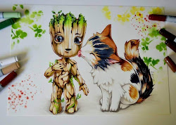 groot drawings animal colored cat fantasy lighane deviantart friend found copic marker artwork designstack guardians galaxy artstation