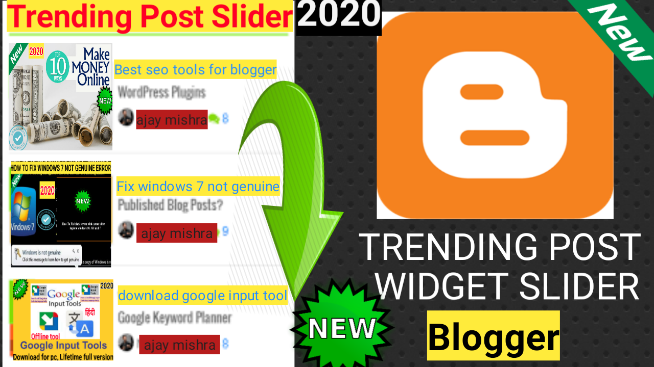 Trending Posts Slider Widget For Bloggerlatest Slider widget 2020