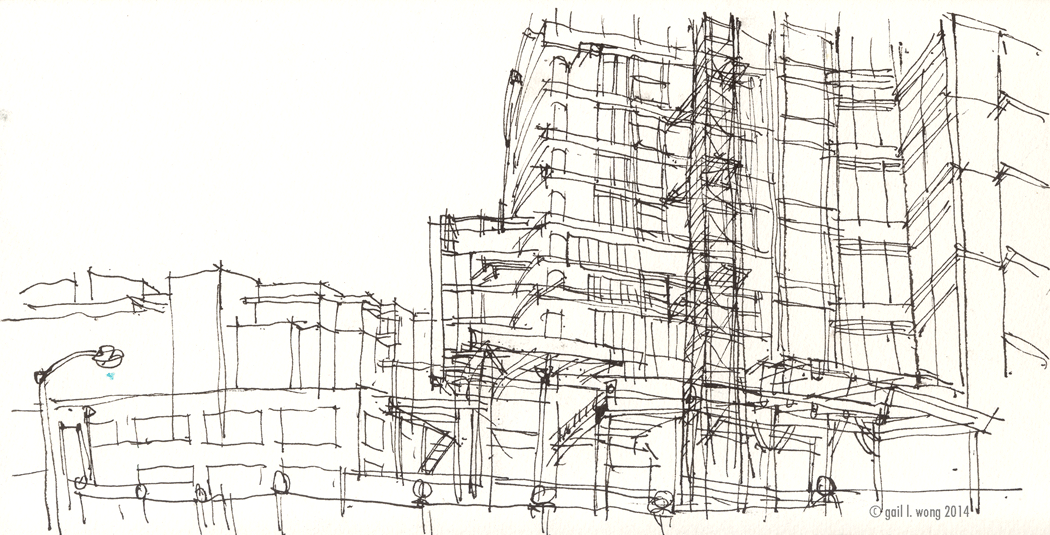 Urban Sketchers Seattle Construction at 8th and Lenora