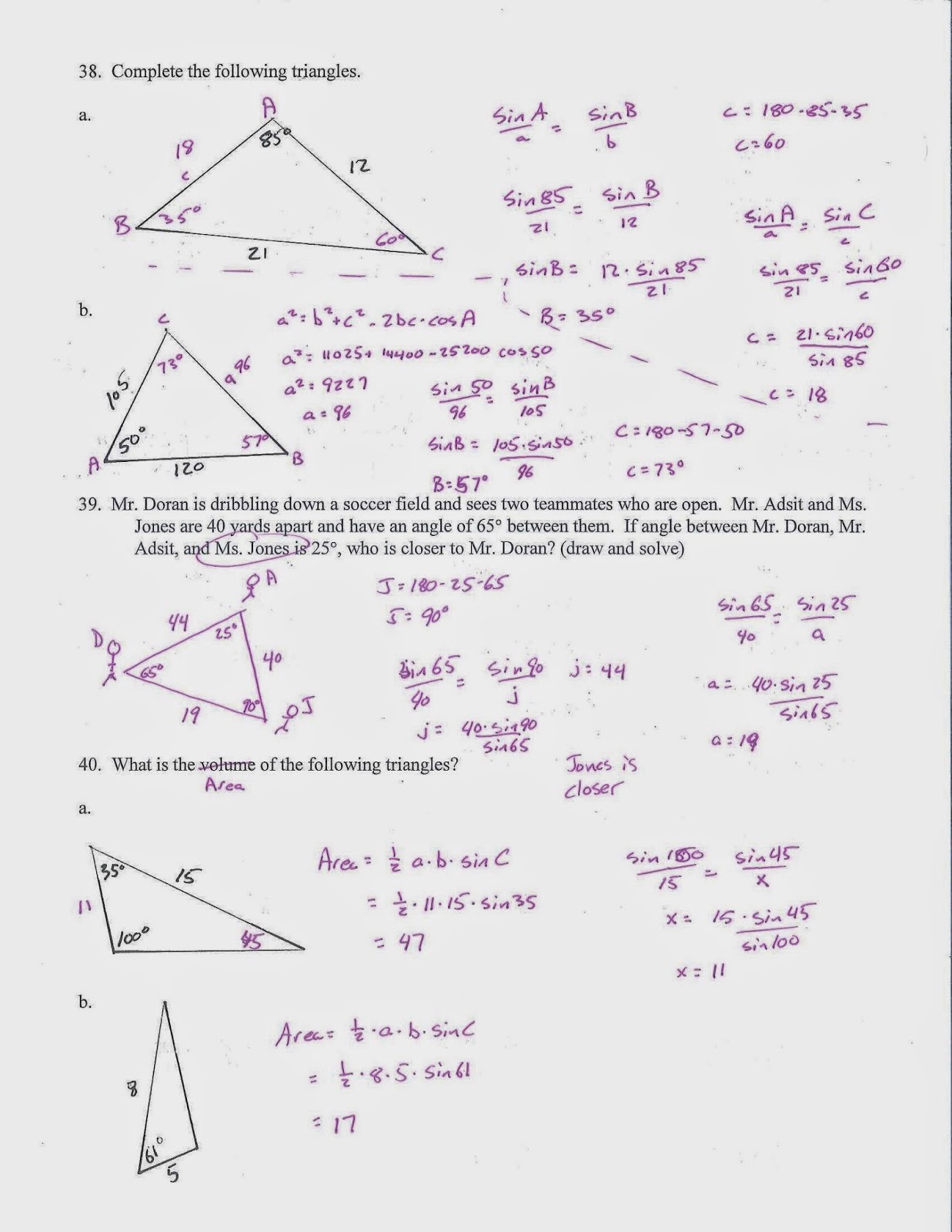 Mr. Doran�s Algebra 2 Trig Test Review