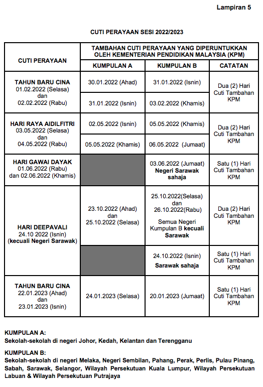 Kalendar Akademik Sesi Persekolahan 2022/2023