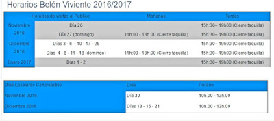 Belén Viviente de Beas (Huelva) 2016 - Horarios