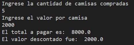 Ejercicio en Python Total a pagar por compra de camisas en Python