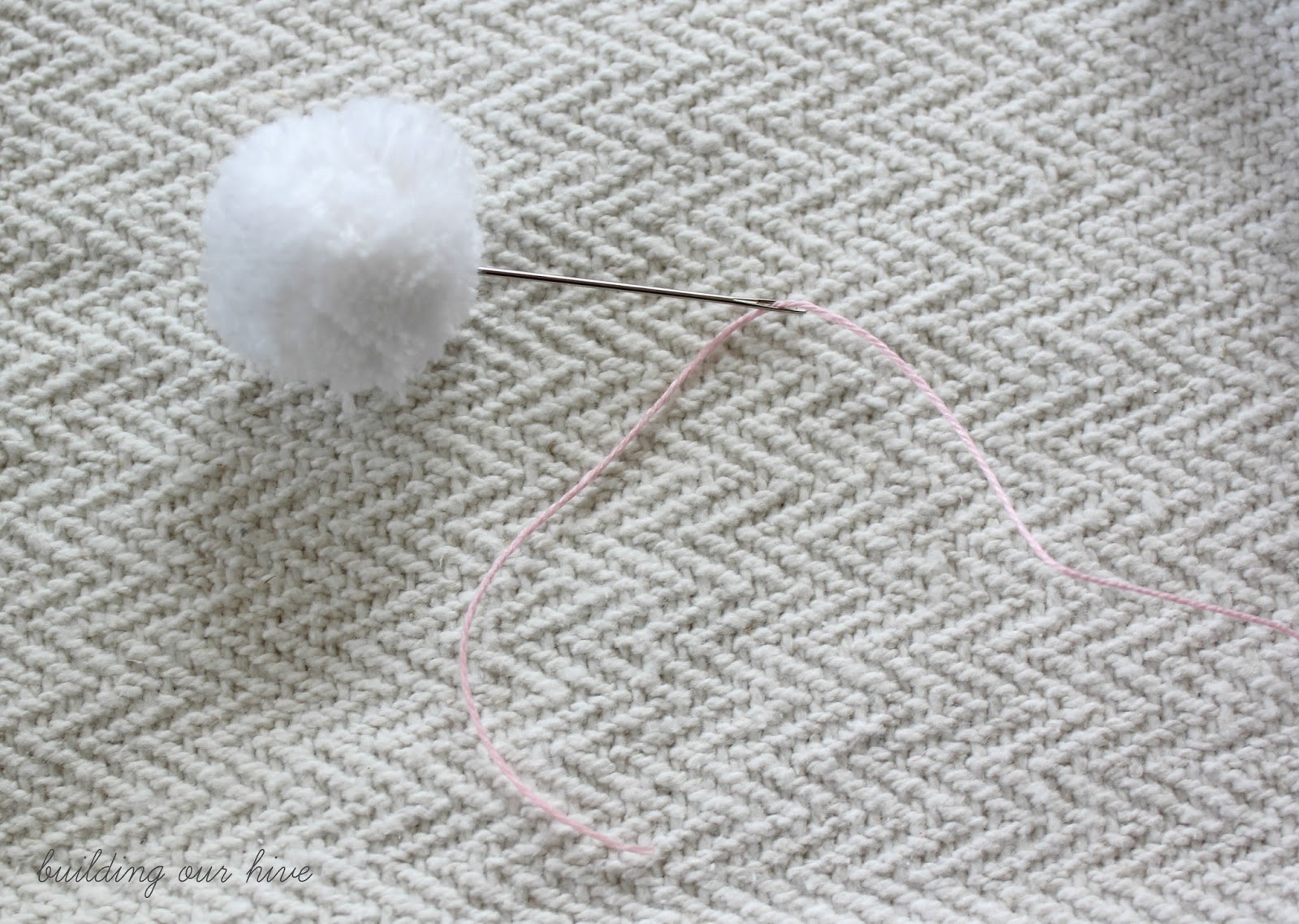 Building Our Hive Bunny Tail Pom Pom Garland