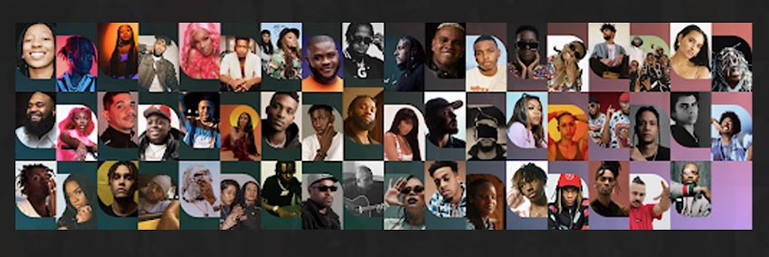 A photo collage of the #YouTubeBlack Music Class of 2022