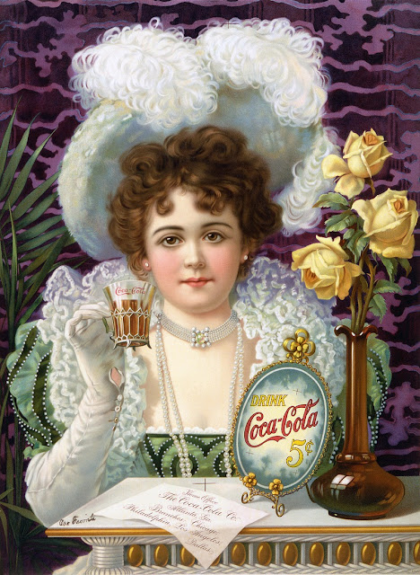 Пейте кока-колу за 5 центов. Реклама 1890 года