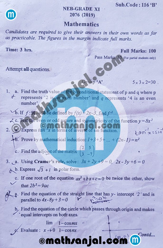 assignment mathematics grade 11