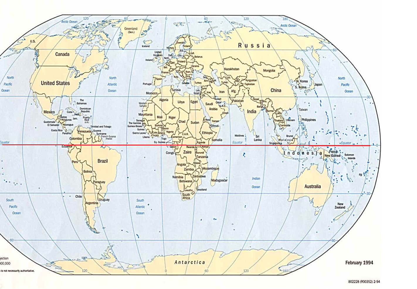 World Globe Map With Equator - Wayne Baisey