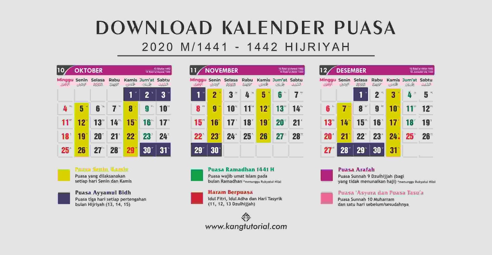 Kalender Puasa Sunah 2021 Lengkap