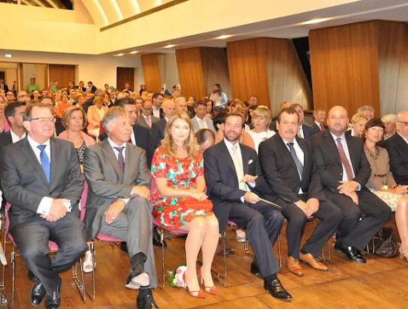 Grand Duke Guillaume and Grand Duchess Stéphanie attend the 50th Anniversary of OPVI in Ehnen Princess wore NATAN Dress.fashion new dress sale, earrings jeweler diamond