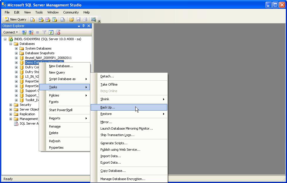 Database Backup from SQL Server Managment Studio