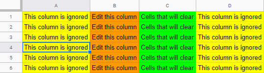 Screenshot of coloured columns to highlight actions Screenshot of coloured columns to highlight actions