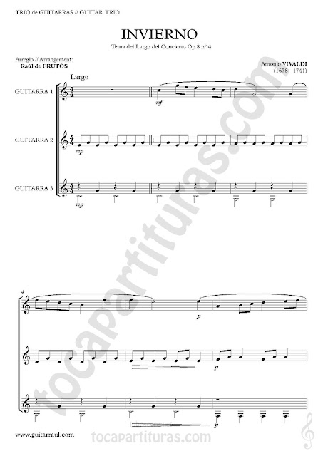   Partitura de El Invierno para 3 Guitarras