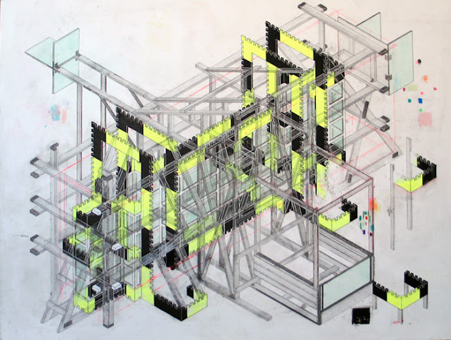 Arte, dibujo contemporaneo, pencil drawing, "The Center for Modern Disintegration" por Joseph Burwell, 2013.