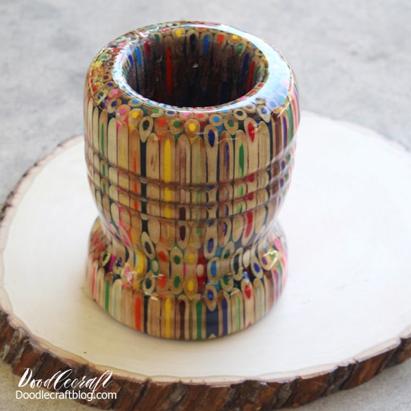 Colored Pencil Vase Turned on the Lathe DIY