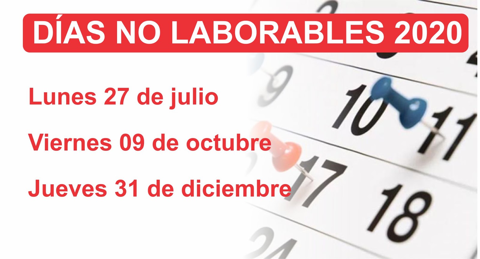 Días no laborables 2020 Educar Perú