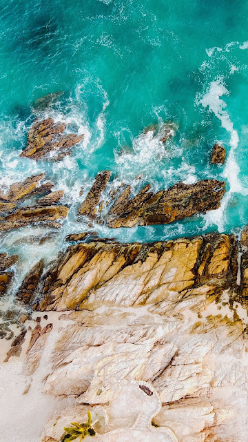 Wallpaper HD Sea, Waves, Rocks, Water, Aerial view Wallpaper HD Sea, Waves, Rocks, Water, Aerial view