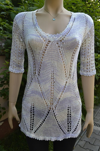 Bluza tricotata din fir de matase in nuante bleu pastel