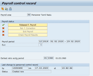 How to change control record of SAP payroll in post offices