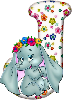 Abecedario con Elefante con Flores. Flowered Alphabet with an Elephant.