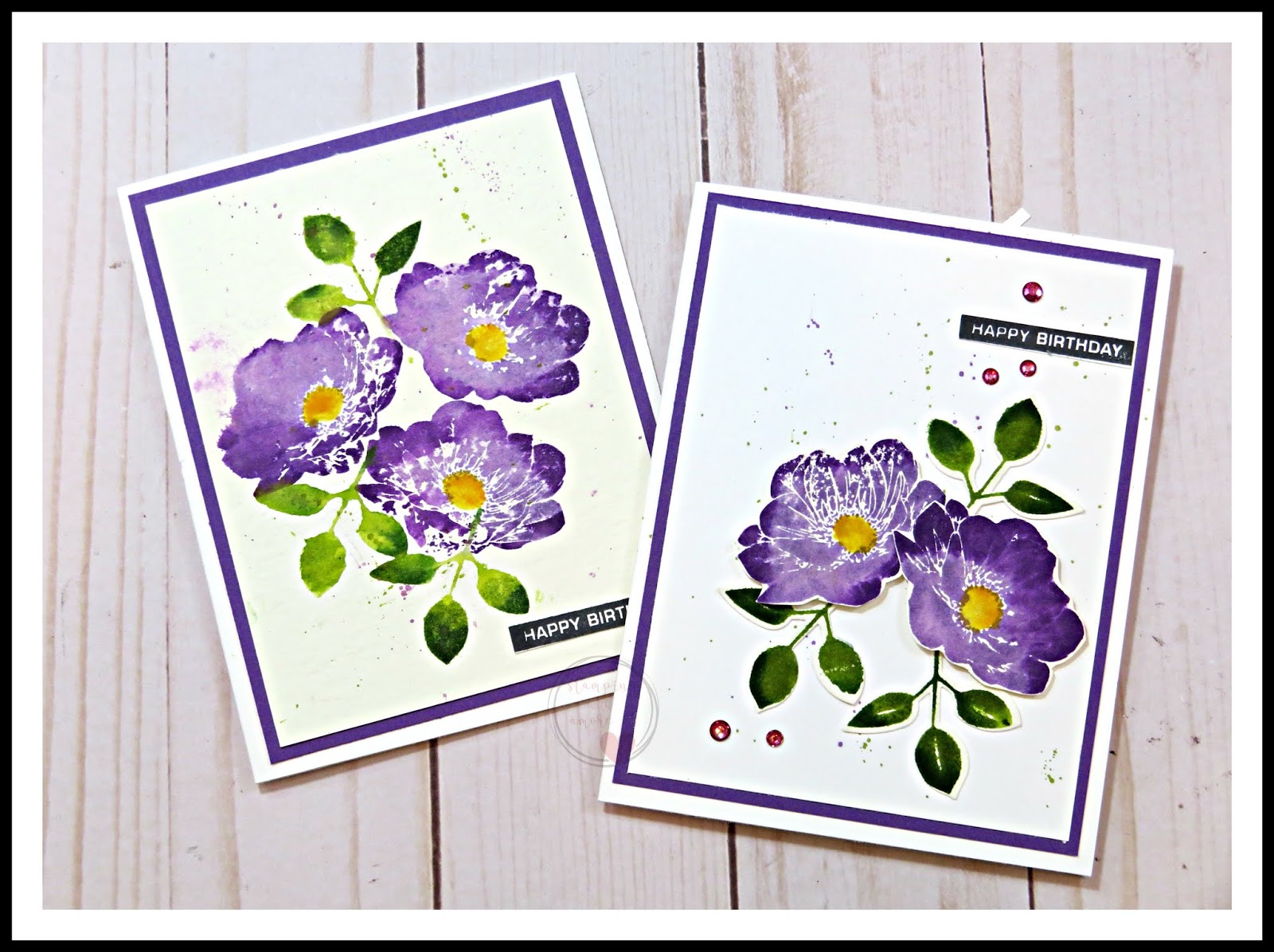 Stampingwithamore FAUX WATERCOLOR TECHNIQUE TWO CARDS