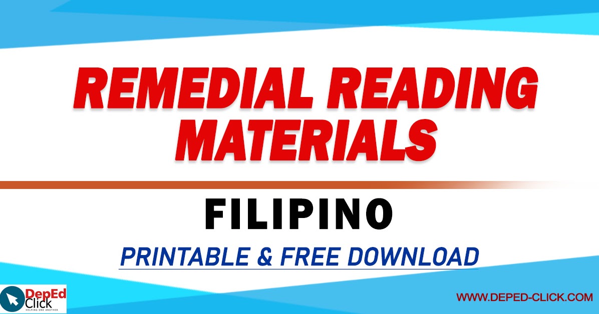REMEDIAL READING MATERIALS in FILIPINO (Free Download) DepEd Click