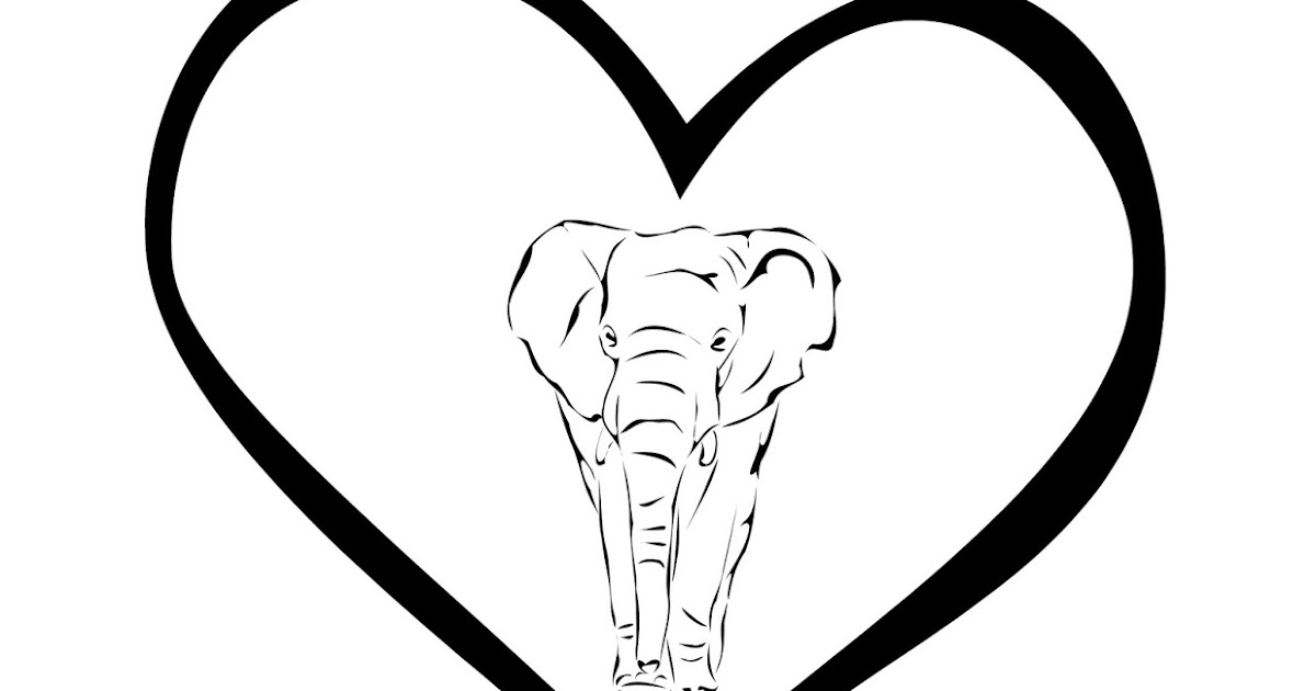 CJO Photo: Elephant and Hearts Coloring Page