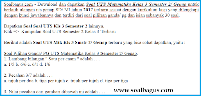 soal uts matematika kelas 3 sd mi ktsp terbaru tahun 2017