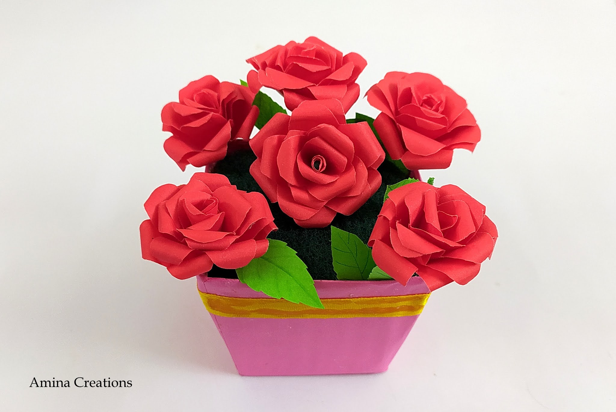 AMINA CREATIONS: DIY PAPER ROSE/ HOW TO MAKE EASY ROSE FLOWER FROM