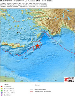 Cutremur moderat cu magnitudinea de 5,1 grade in Grecia, regiunea Insulelor Dodecanese