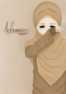 Gambar Kartun muslimah Sedih