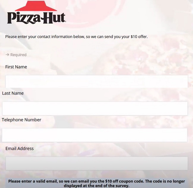 tell pizza hut survey