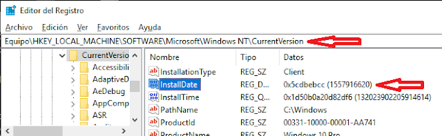 Windows: ¿Cuando fué instalado?