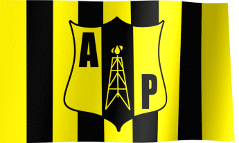 The waving flag of Alianza Petrolera F.C. with the logo (Animated GIF)