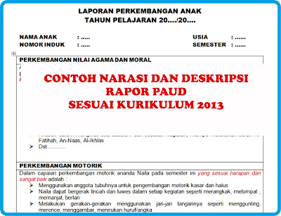 Contoh Narasi Dan Deskripsi Pengisian Rapor Paud Sesuai Kurikulum 2013 Arsip Paud