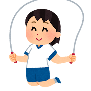 縄跳びで飛ぶ子供のイラスト（女の子）