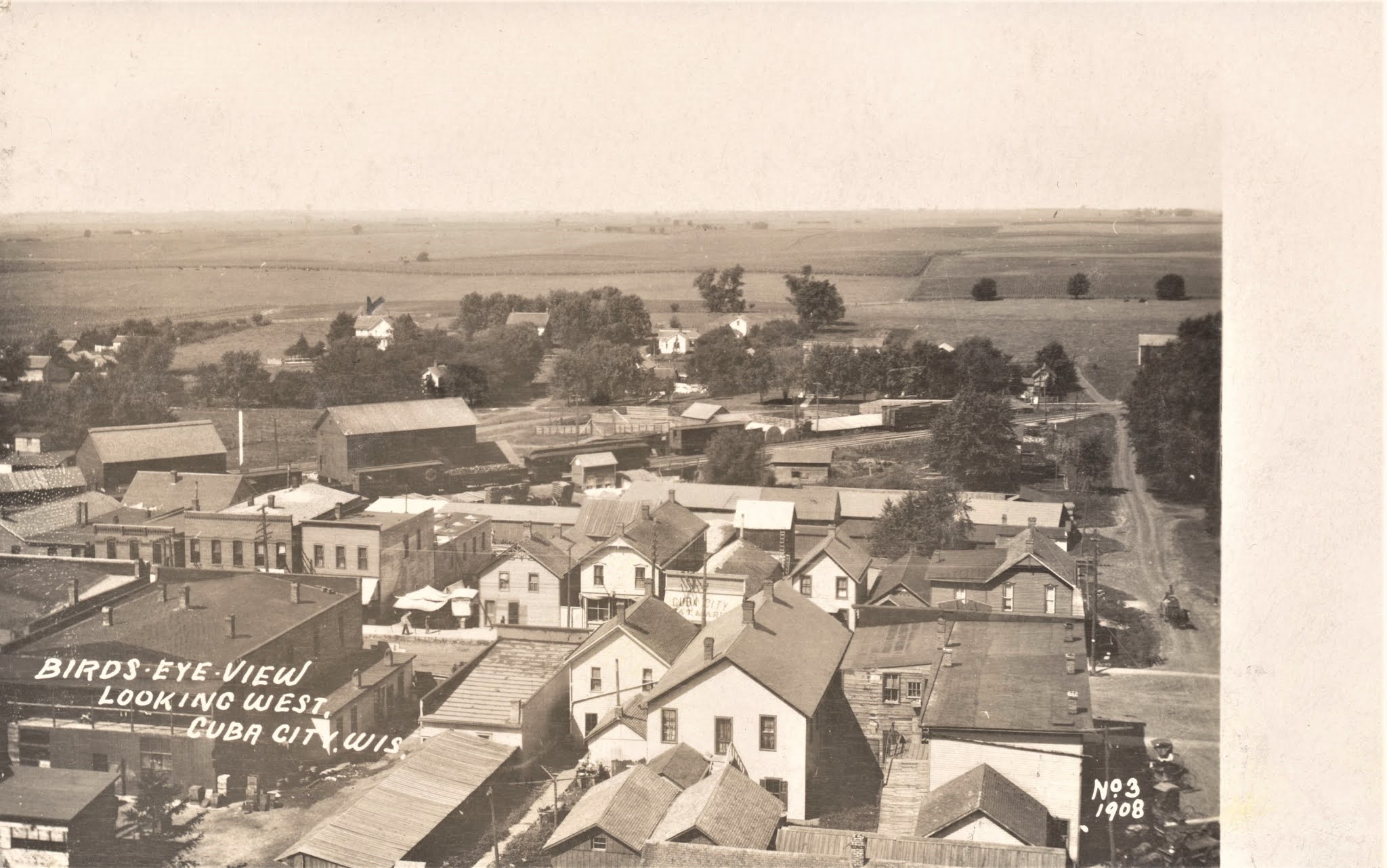 Bird'seye View of Cuba City, 1908