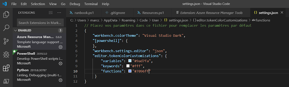 Azure & Co: Change Visual Studio Code syntax highlighting